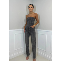 Hannah | Elegantes High Waist Zweiteiler-Set – Grau