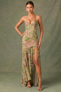 Esmeralda | Asymmetrisches Bodycon-Kleid mit Volants – Grün
