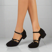 Hazel | Wildleder Tanzschuhe mit Blockabsatz – Schwarz