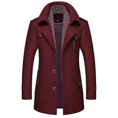 Anspruchsvoller Trenchcoat mit hohem Kragen für Männer
