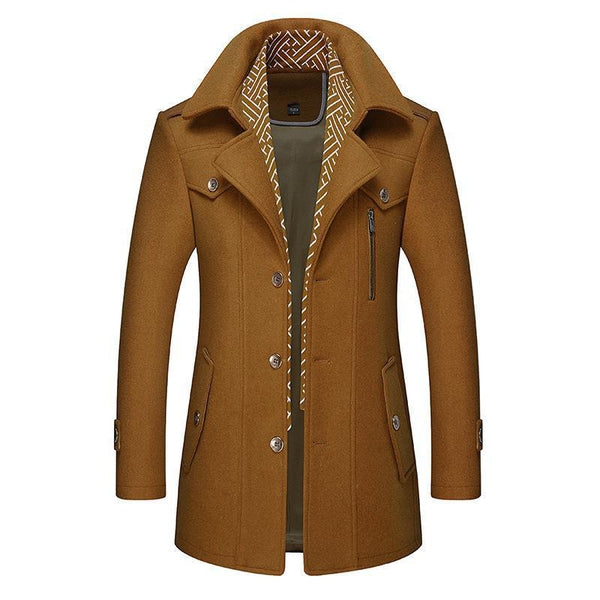 Anspruchsvoller Trenchcoat mit hohem Kragen für Männer