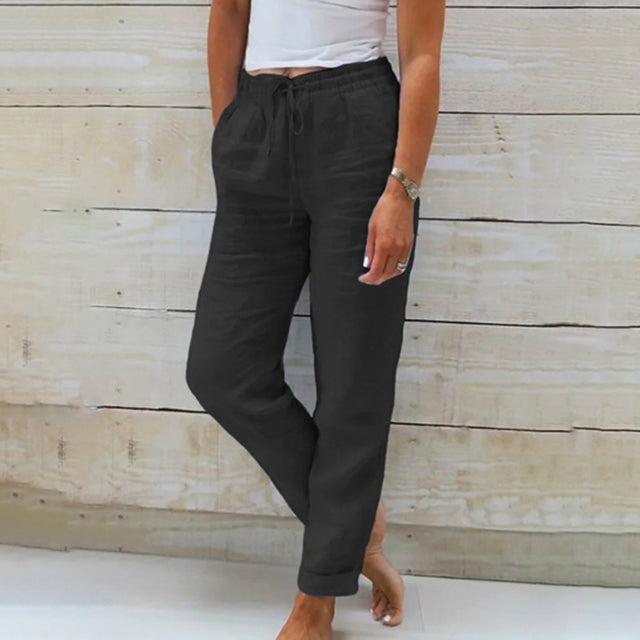 Bersha Leinenhose | Sommerliche luftige Leinenhosen Damen in Leinenoptik