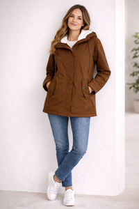 Helena | Lange Winterjacke mit Kapuze – Khaki