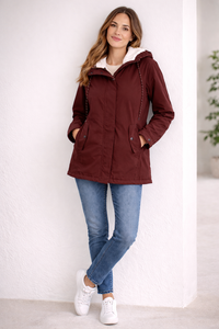 Helena | Lange Winterjacke mit Kapuze – Rot