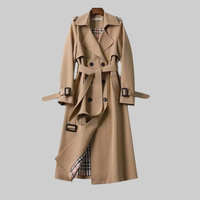 Helga | Langer Trenchcoat mit Gürtel – Beige