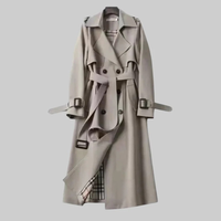 Helga | Langer Trenchcoat mit Gürtel – Grau