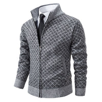Hendrik | Herren stilvolle Strickjacke mit Zipper – Hellgrau