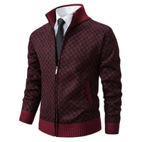Hendrik | Herren stilvolle Strickjacke mit Zipper – Weinrot