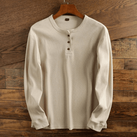 Torsten | Herren Casual Waffelstrick Henleyshirt – Creme