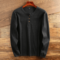 Torsten | Herren Casual Waffelstrick Henleyshirt – Dunkelgrau