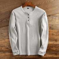 Torsten | Herren Casual Waffelstrick Henleyshirt – Hellgrau