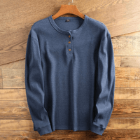 Torsten | Herren Casual Waffelstrick Henleyshirt – Blau