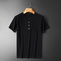 Gio – Leicht und elegant Sommer-T-Shirt aus weichem Stoff und leichter Sommerwebung – Schwarz