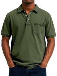 Herren bequemes Denim-Poloshirt | Kurzarm – Grün