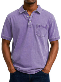 Herren bequemes Denim-Poloshirt | Kurzarm – Lila