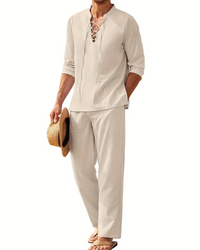 Herren bequemes Oberteil- und Hosen-Sommer-Set | Moderner – Beige