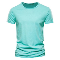 Herren bequemes Sommer-T-Shirt | kurzarm – Cyan blau