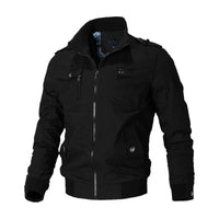 Andreas | Herren Bomber Jacket Klassische Militär-Bomberjacke mit Reißverschluss – Schwarz