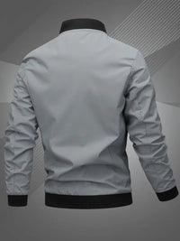 Simon | Herren Bomber Jacket Lässige Polyester Collegejacke Mit Baseball-Kragen – Space Grau