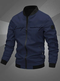 Simon | Herren Bomber Jacket Lässige Polyester Collegejacke Mit Baseball-Kragen – Marine