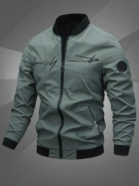 Simon | Herren Bomber Jacket Lässige Polyester Collegejacke Mit Baseball-Kragen – Oliv