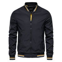 Tobias | Herren Bomber Jacket unifarben mit Rippbündchen Reißverschluss – Schwarz