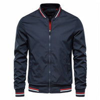 Tobias | Herren Bomber Jacket unifarben mit Rippbündchen Reißverschluss – Marine