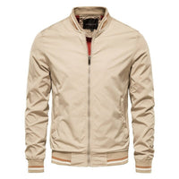 Tobias | Herren Bomber Jacket unifarben mit Rippbündchen Reißverschluss – Beige
