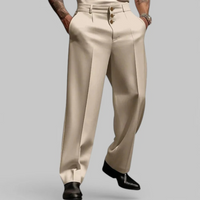 Herren Businesshose mit weitem Schnitt | Anzug – Khaki