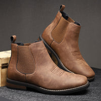 Matthias | Herren Chelsea Mens Boots Slip-on Stiefeletten Kunstleder – Kastanienbraun