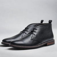 Christian | Herren Chukka mens boots Schnürung Kunstleder klassisch – Schwarz