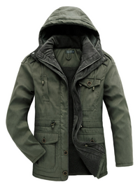 Herren dicke Outdoor-Winterjacke | Warme – Oliv