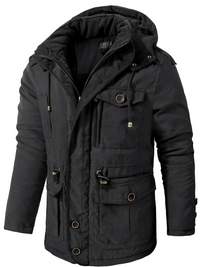 Herren dicke Outdoor-Winterjacke | Warme – Schwarz