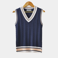 Herren elegante ärmellose Weste | Pullover – Blau/Weiß