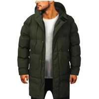 Herren elegante Winterjacke mit Kapuze | Langer – Oliv