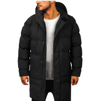 Herren elegante Winterjacke mit Kapuze | Langer – Schwarz