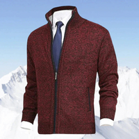 Herren eleganter Cardigan mit Reißverschluss | Strick – Rot