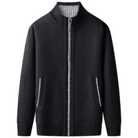 Herren eleganter Cardigan mit Reißverschluss | Strick – Schwarz