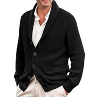 Herren eleganter Vintage-Strickjacke | Strick – Schwarz