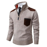Herren eleganter Zip-Up-Pullover | Warmer – Beige