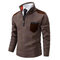 Herren eleganter Zip-Up-Pullover | Warmer – Braun