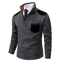 Herren eleganter Zip-Up-Pullover | Warmer – Dunkelgrau