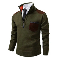 Herren eleganter Zip-Up-Pullover | Warmer – Dunkelgrün