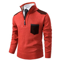 Herren eleganter Zip-Up-Pullover | Warmer – Orange