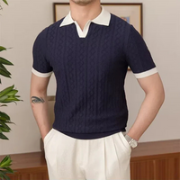 Herren elegantes Jacquard-Poloshirt | Kurzarm – Marine