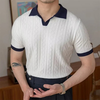 Herren elegantes Jacquard-Poloshirt | Kurzarm – Weiß