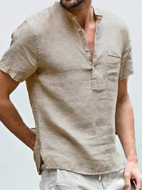 Herren elegantes zeitloses Hemd | Kurzarm – Beige