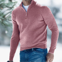 Alexander | Herren Feinstrick Pullover Viertelreißverschluss Knit Sweater – Rosa