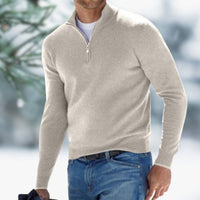 Alexander | Herren Feinstrick Pullover Viertelreißverschluss Knit Sweater – Khaki