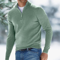 Alexander | Herren Feinstrick Pullover Viertelreißverschluss Knit Sweater – Grün